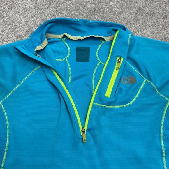 The North Face FlashDry 1/4 Zip Pullover Jacket Womens Small Blue Neon Green - Picture 5 of 16